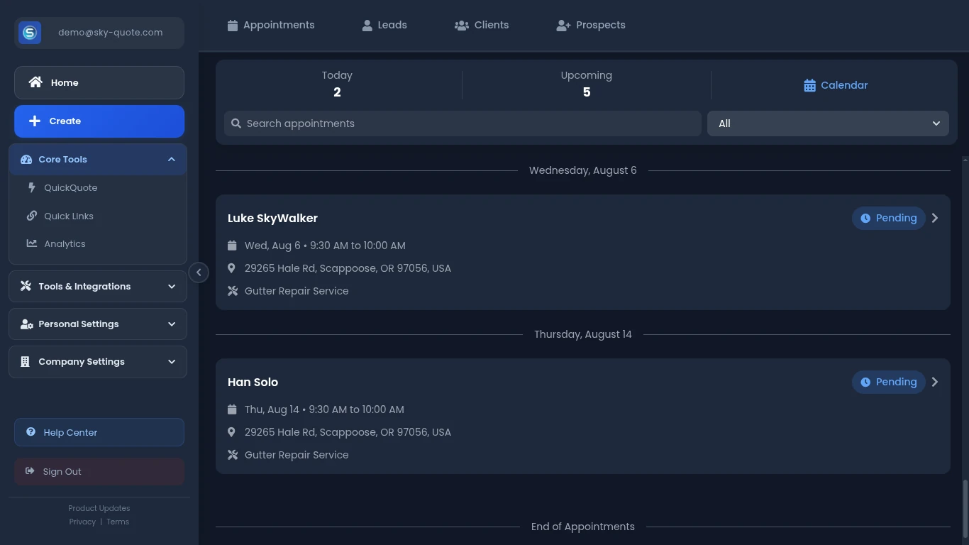 Appointment Dashboard