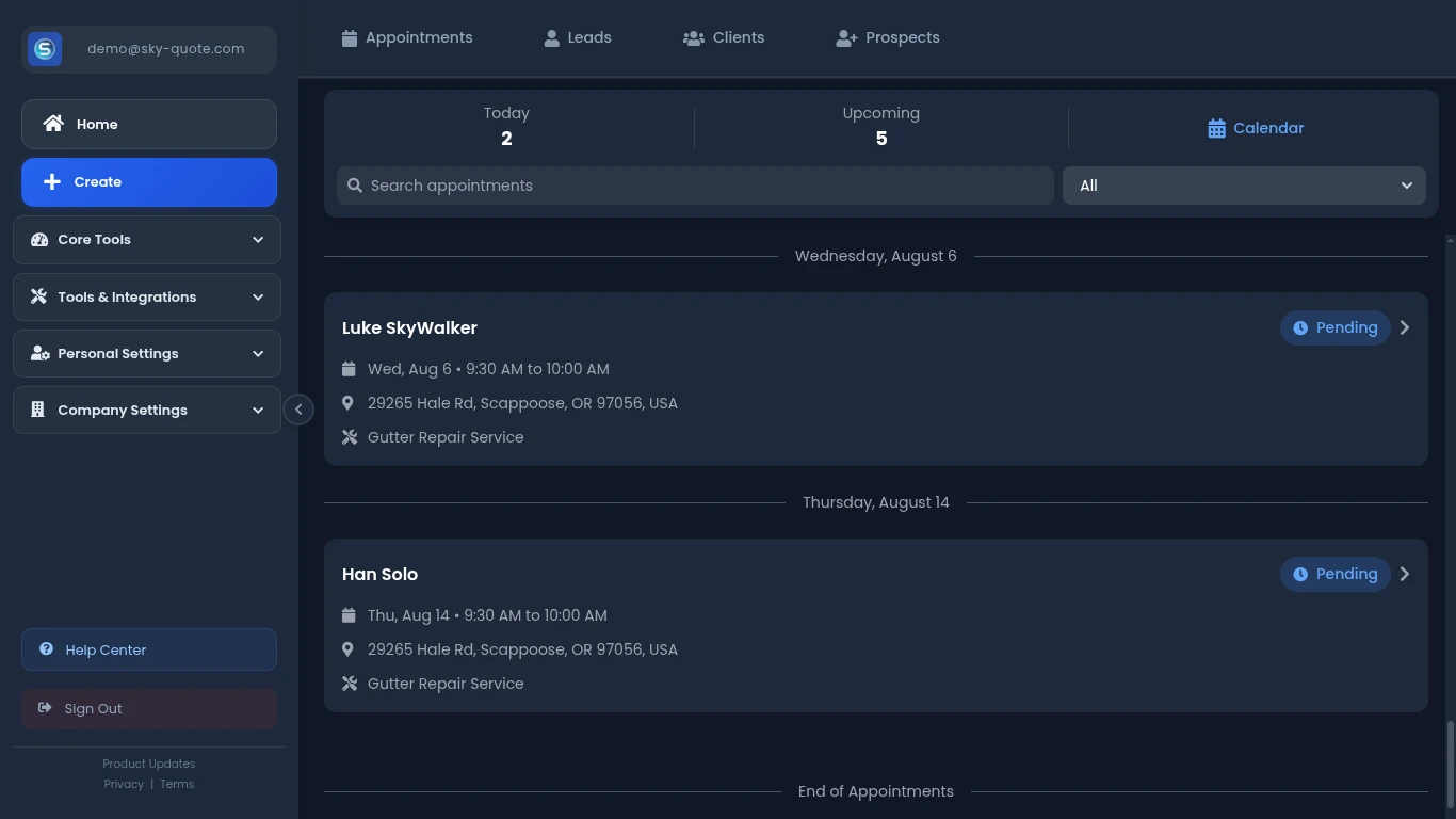 Appointment Dashboard