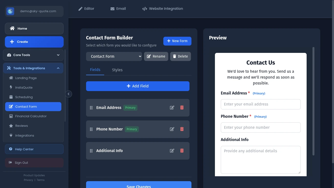 Contact Form Builder