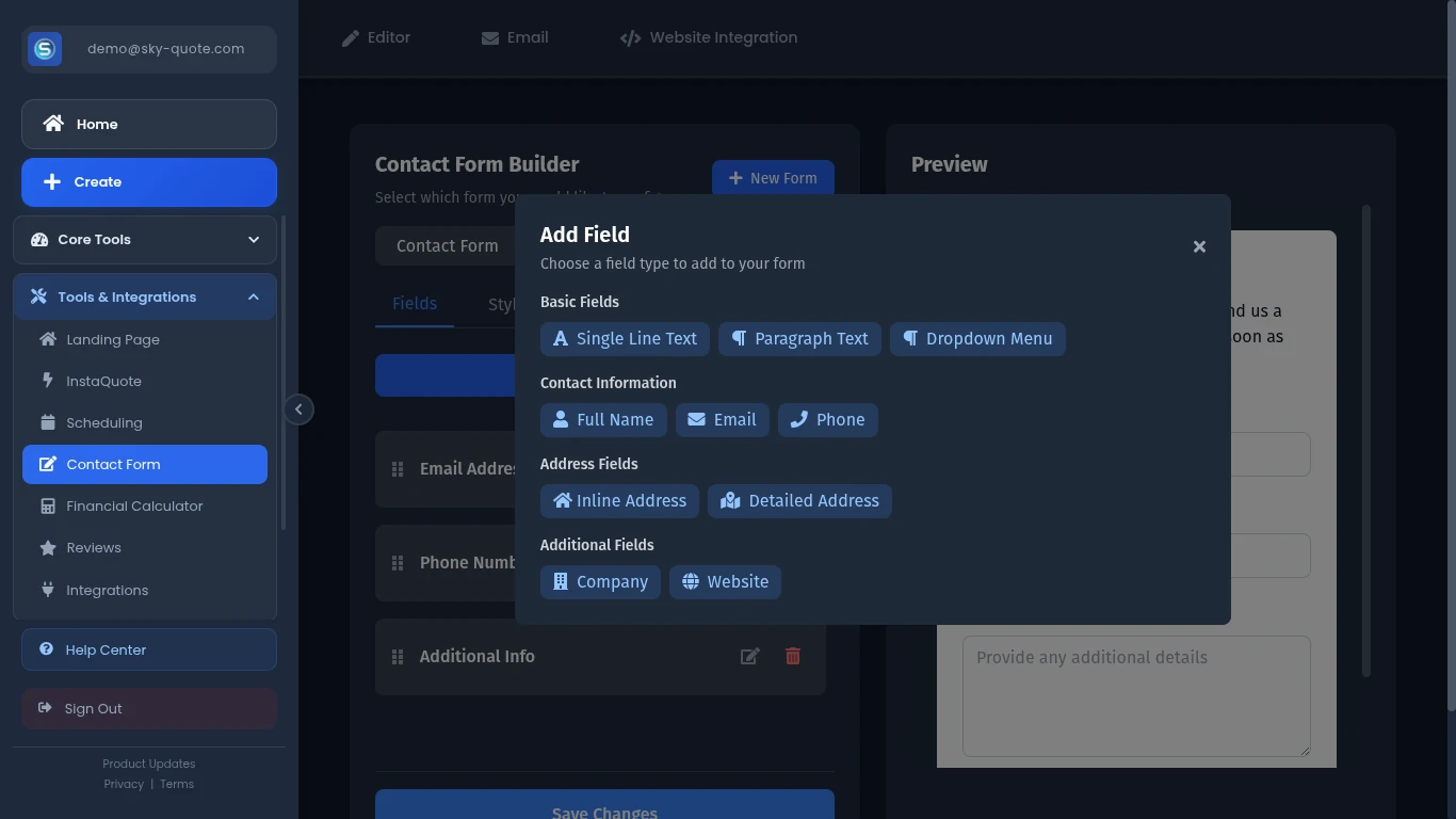 Contact Form Builder Templates